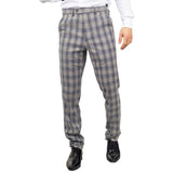 Knight - Pantalones de hombre a cuadros grises y azules