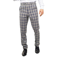 Knight - Pantalones de hombre a cuadros grises y azules