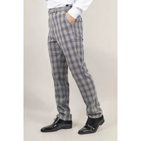 Knight - Pantalones de hombre a cuadros grises y azules