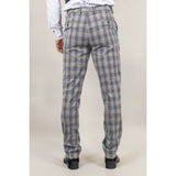 Knight - Pantalones de hombre a cuadros grises y azules