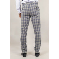 Knight - Pantalones de hombre a cuadros grises y azules