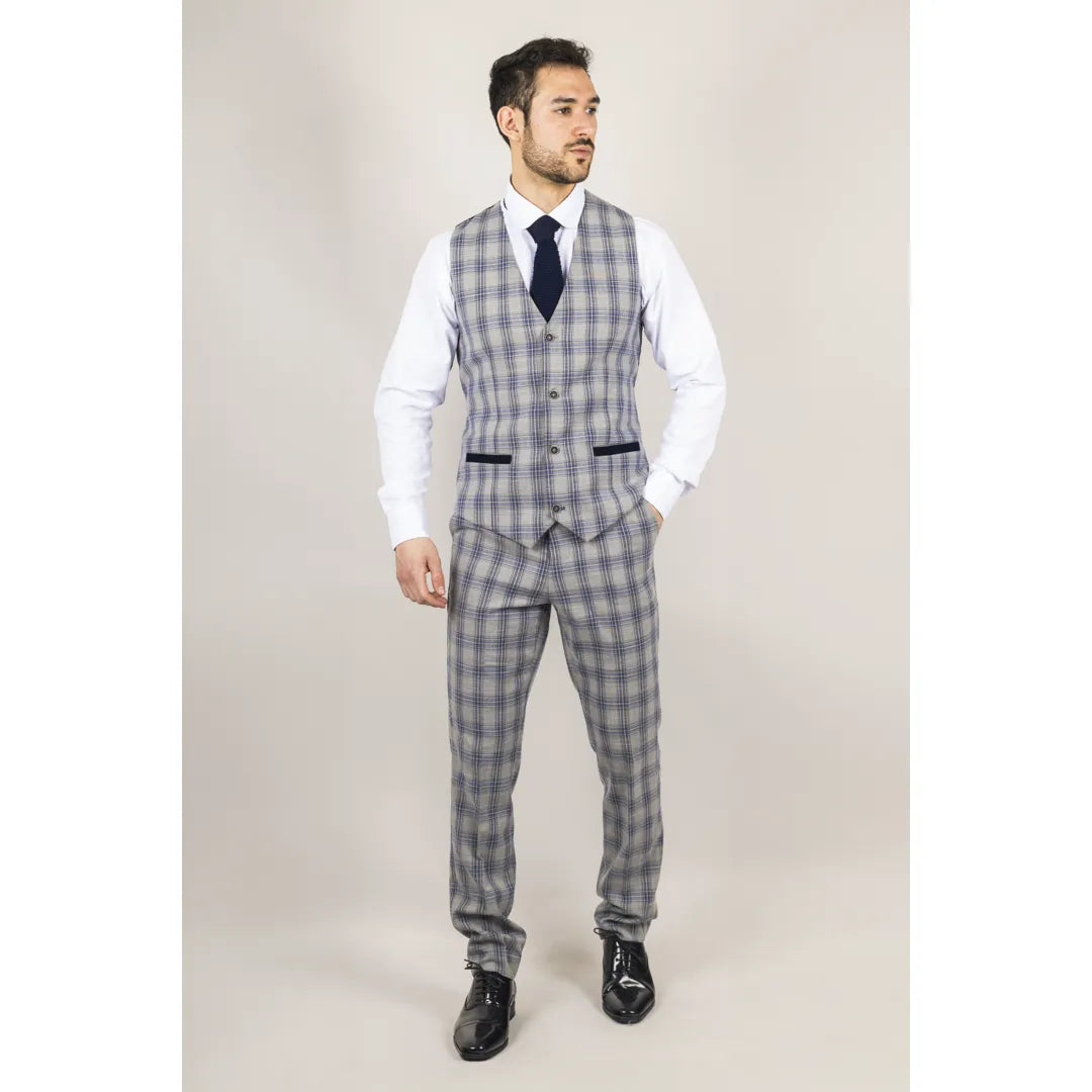 Knight - Chaleco a cuadros gris azulado para hombre