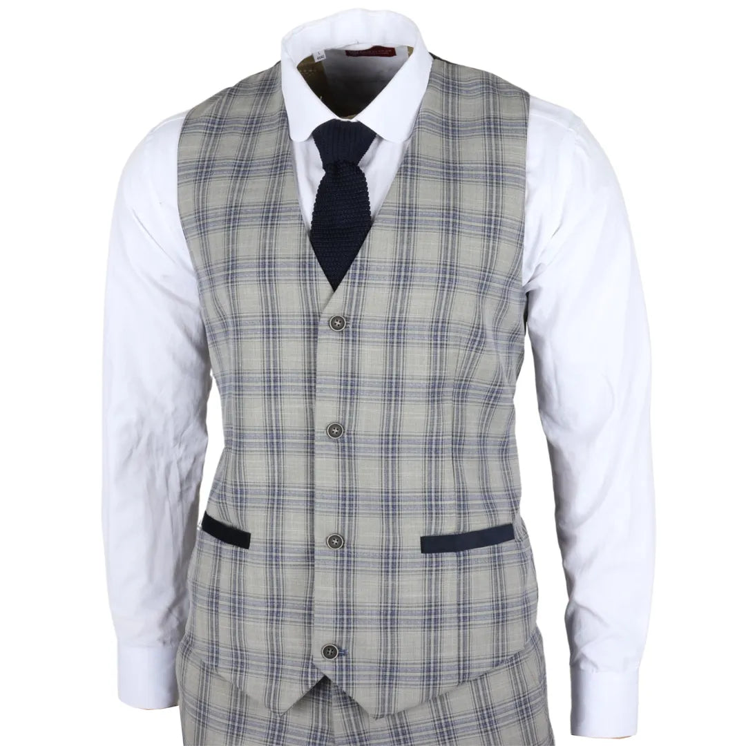 Knight - Chaleco a cuadros gris azulado para hombre
