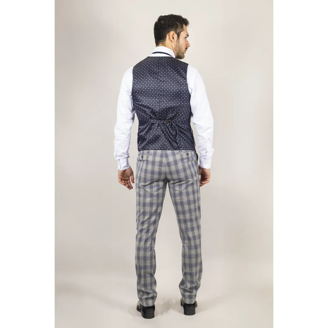 Knight - Chaleco a cuadros gris azulado para hombre