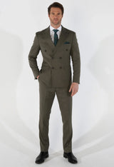 Kurt - Traje cruzado de dos piezas para hombre en color verde salvia