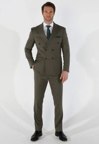 Kurt - Traje cruzado de dos piezas para hombre en color verde salvia