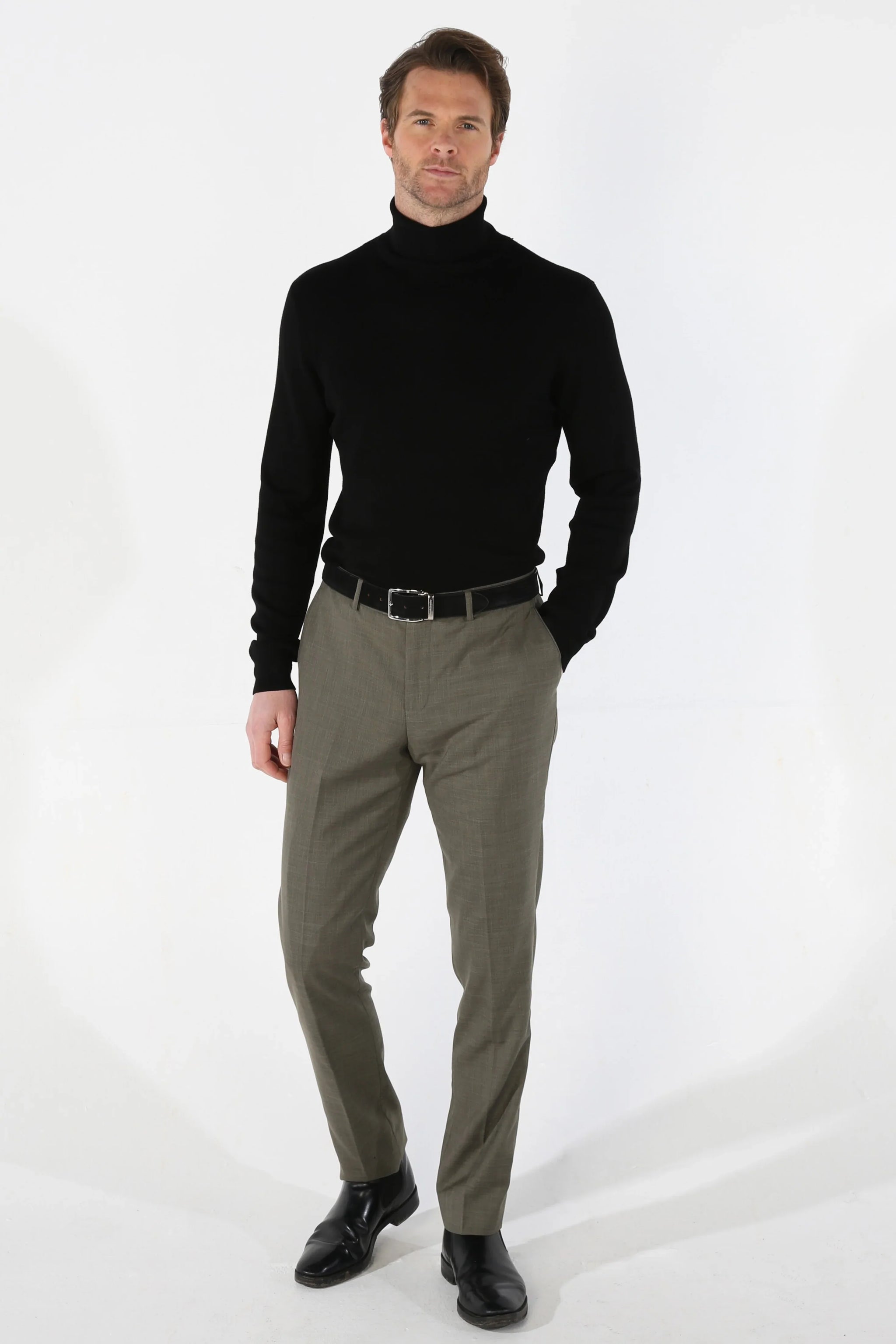 Kurt - Traje cruzado de dos piezas para hombre en color verde salvia
