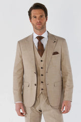 Kurt - Blazer beige de corte entallado para hombre