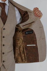 Kurt - Blazer beige de corte entallado para hombre
