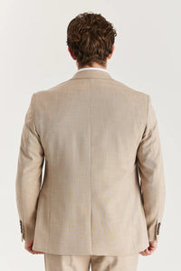 Traje de tres piezas de tweed a cuadros color beige para hombre