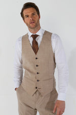 Kurt - Chaleco beige de corte entallado para hombre