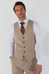 Kurt - Chaleco beige de corte entallado para hombre