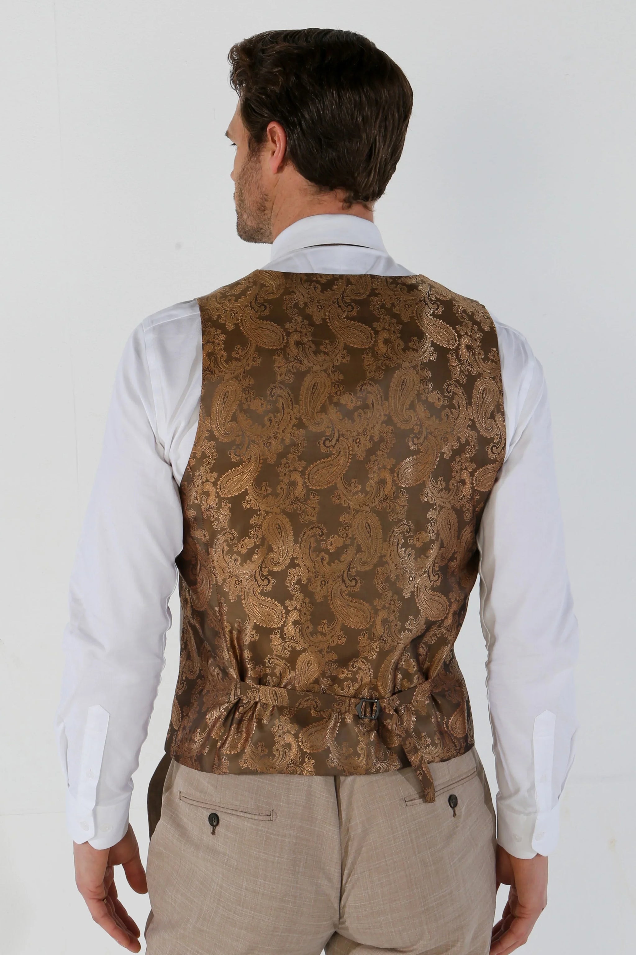 Kurt - Chaleco beige de corte entallado para hombre