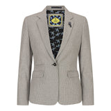 Blazer de tweed beige para mujer, chaqueta clásica de caza de lana, estilo vintage de los años 20. Retro.