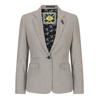 Blazer de tweed beige para mujer, chaqueta clásica de caza de lana, estilo vintage de los años 20. Retro.