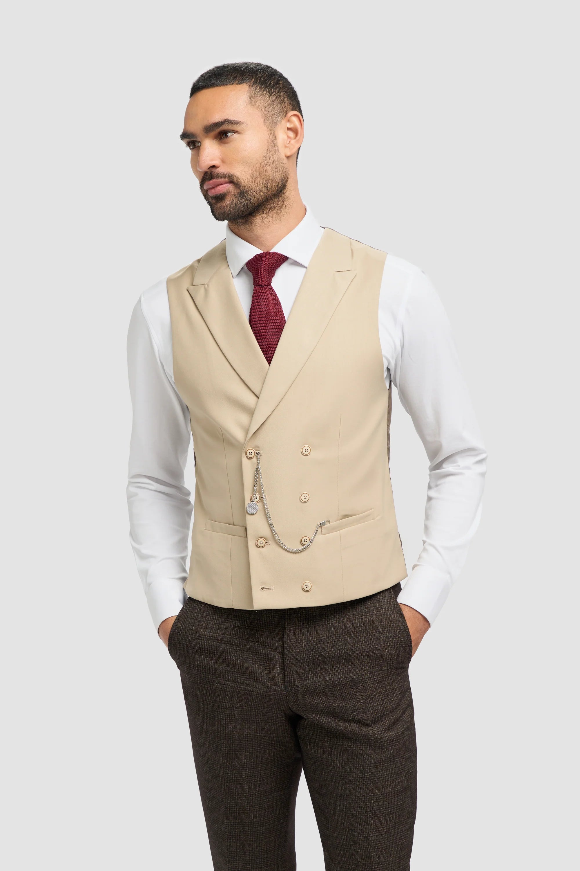 Chaleco cruzado para hombre con cadena - Cavani Lennox