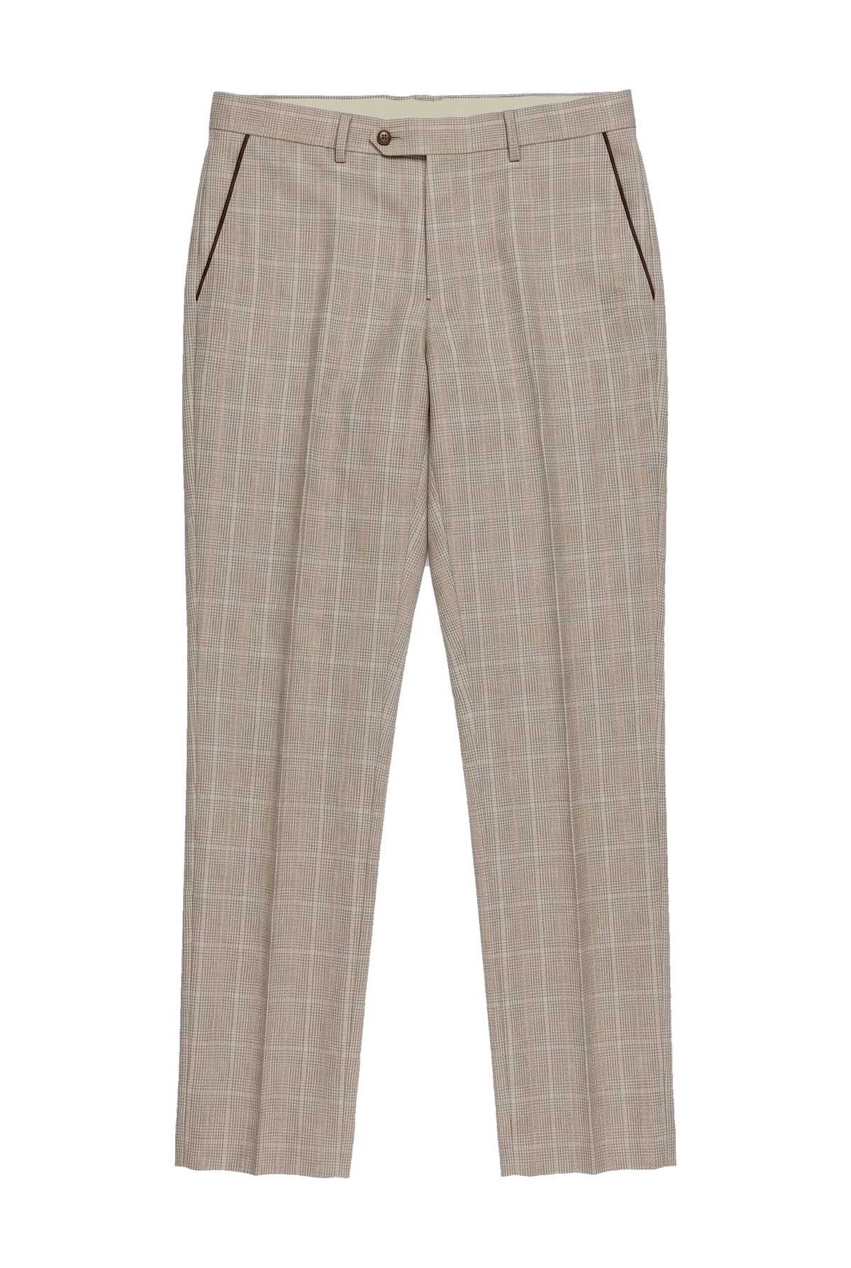 Leo - Pantalones de hombre a cuadros color beige