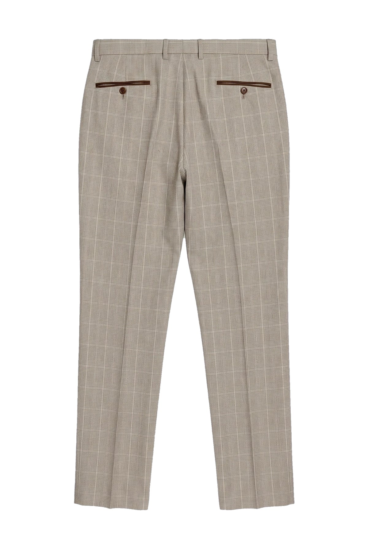 Leo - Pantalones de hombre a cuadros color beige