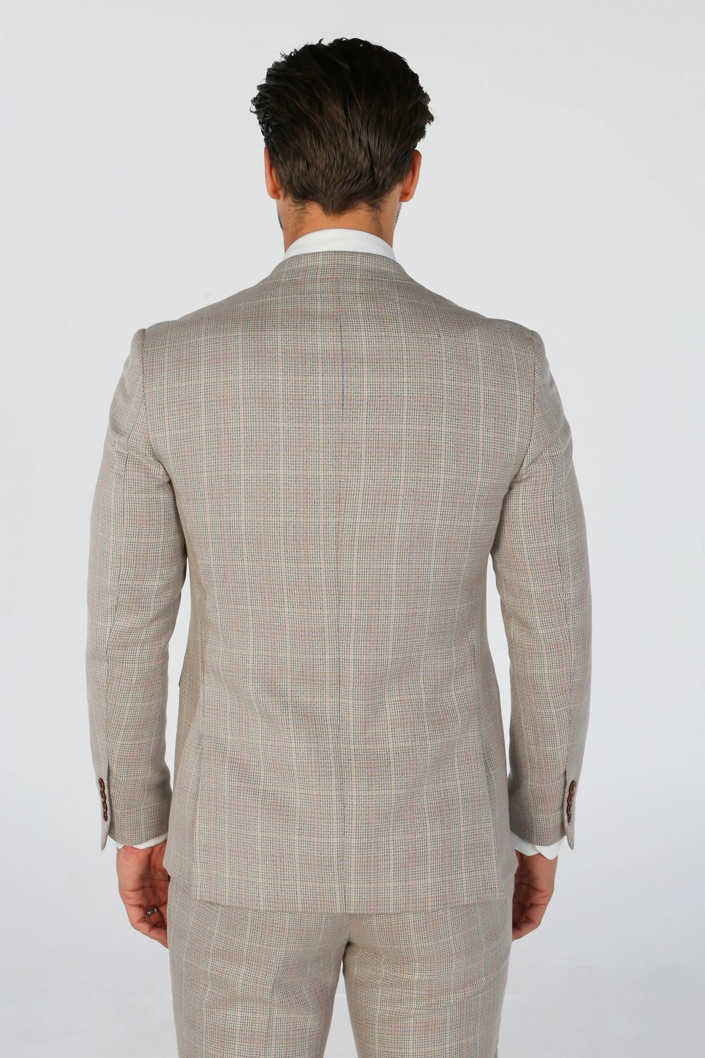 Leo - Blazer de corte sastre a cuadros beige para hombre