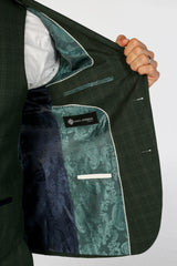 Leo - Blazer de corte entallado a cuadros verdes para hombre