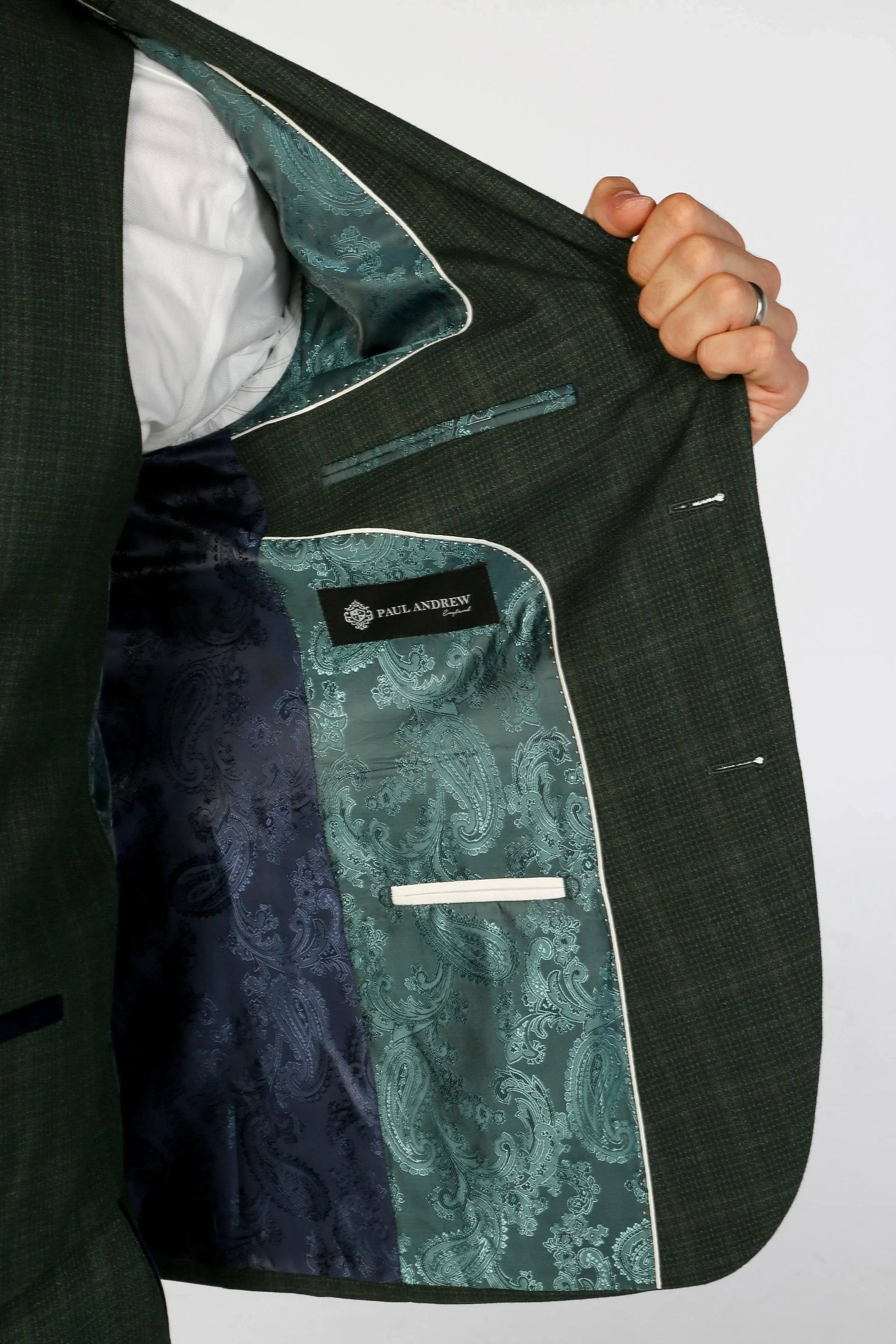 Leo - Blazer de corte entallado a cuadros verdes para hombre