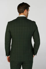 Leo - Blazer de corte entallado a cuadros verdes para hombre