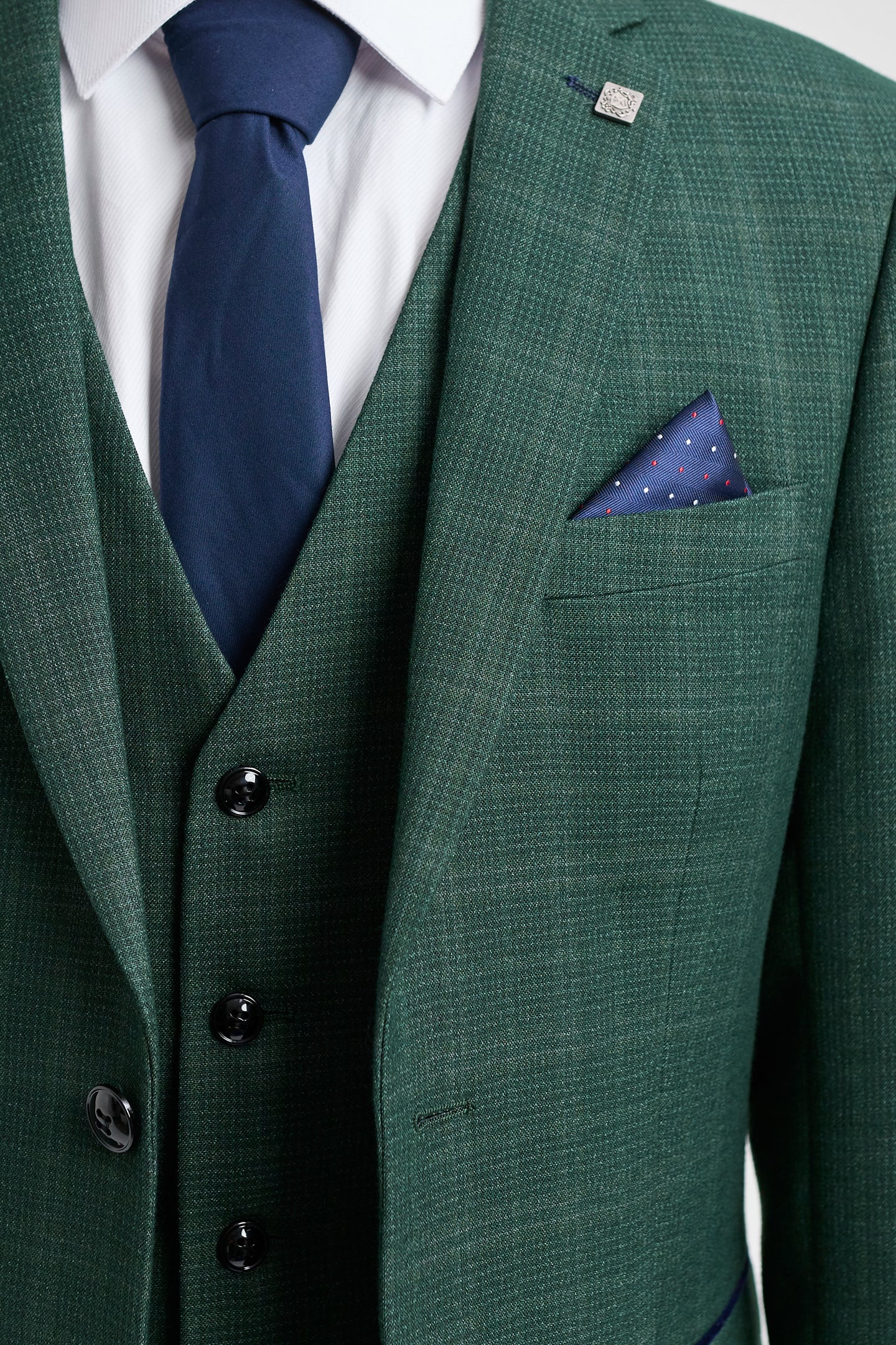 Leo - Traje de hombre de 3 piezas a cuadros verde de corte sastre