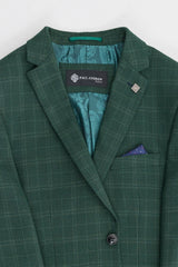 Leo - Traje de hombre de 3 piezas a cuadros verde de corte sastre