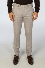 Leo - Pantalones de hombre a cuadros beige
