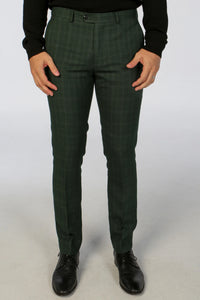 Leo - Pantalones de cuadros verdes para hombre