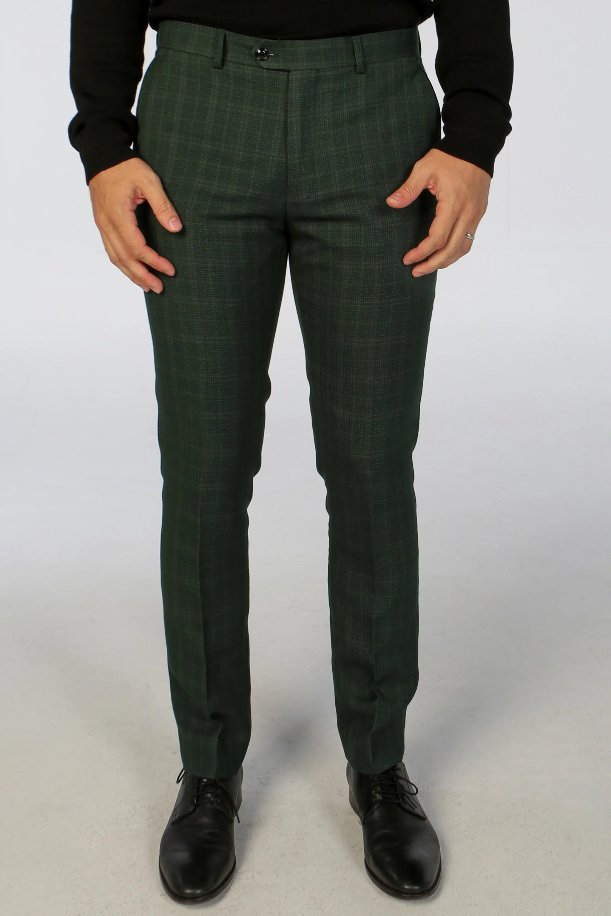 Leo - Pantalones de cuadros verdes para hombre