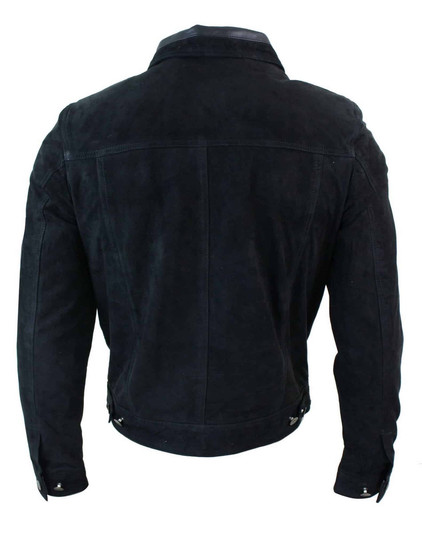 Chaqueta vaquera corta estilo retro vintage para hombre, de piel de ante auténtica, color negro.
