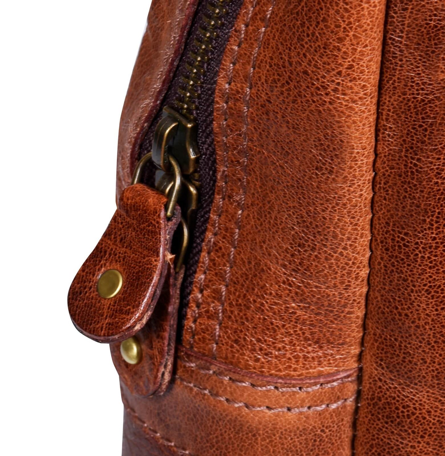 Bolso de mano de piel auténtica para viajes cortos - Marrón claro,