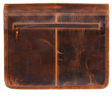 Bolso bandolera para portátil de piel auténtica - Hasta 15" - Marrón claro