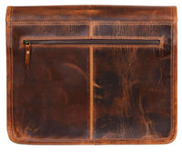 Bolso bandolera para portátil de piel auténtica - Hasta 15" - Marrón claro