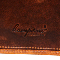 Bolso bandolera para portátil de piel auténtica - Hasta 15" - Marrón claro