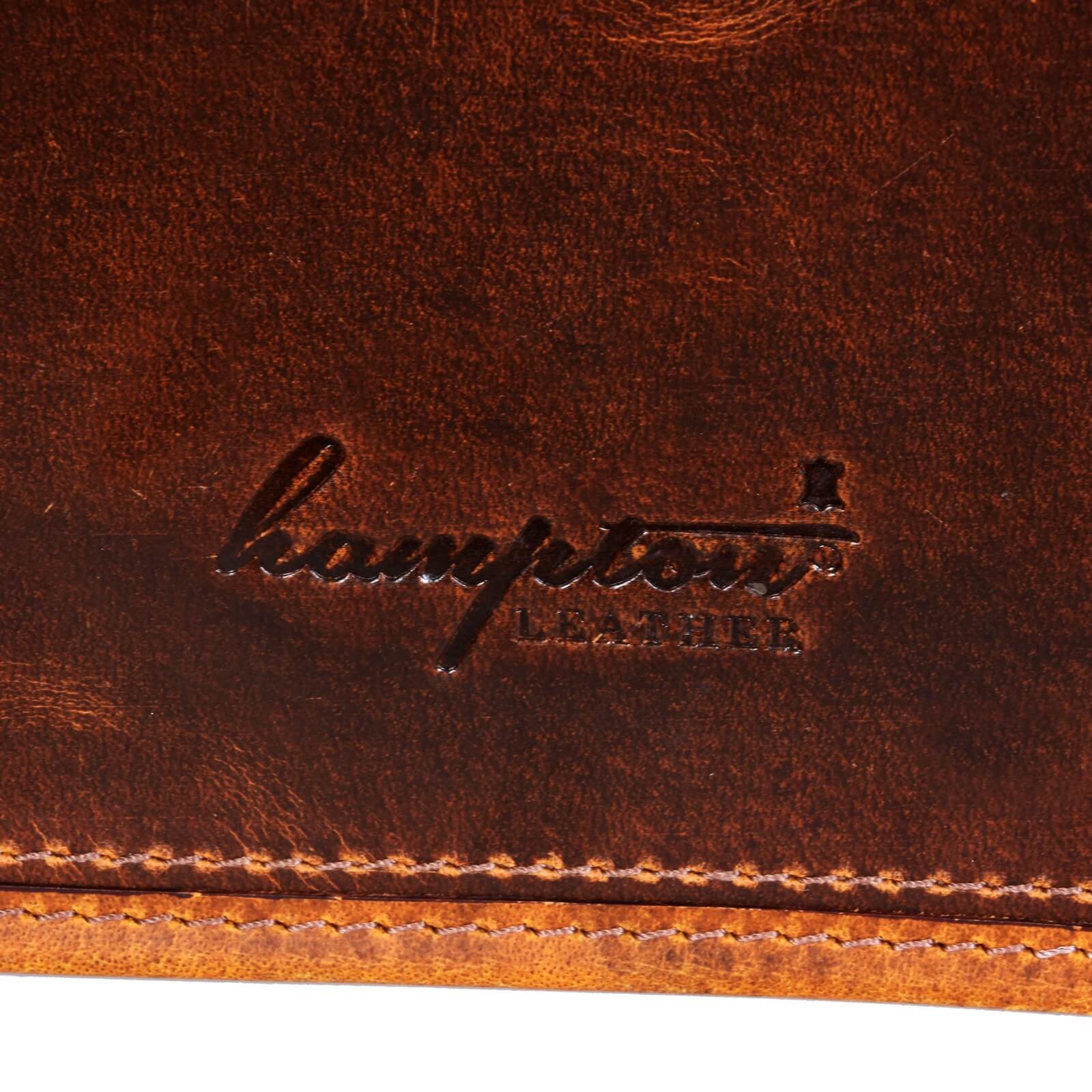 Bolso bandolera para portátil de piel auténtica - Hasta 15" - Marrón claro