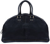 Bolso de viaje para hombre de cuero auténtico hecho a mano - Negro