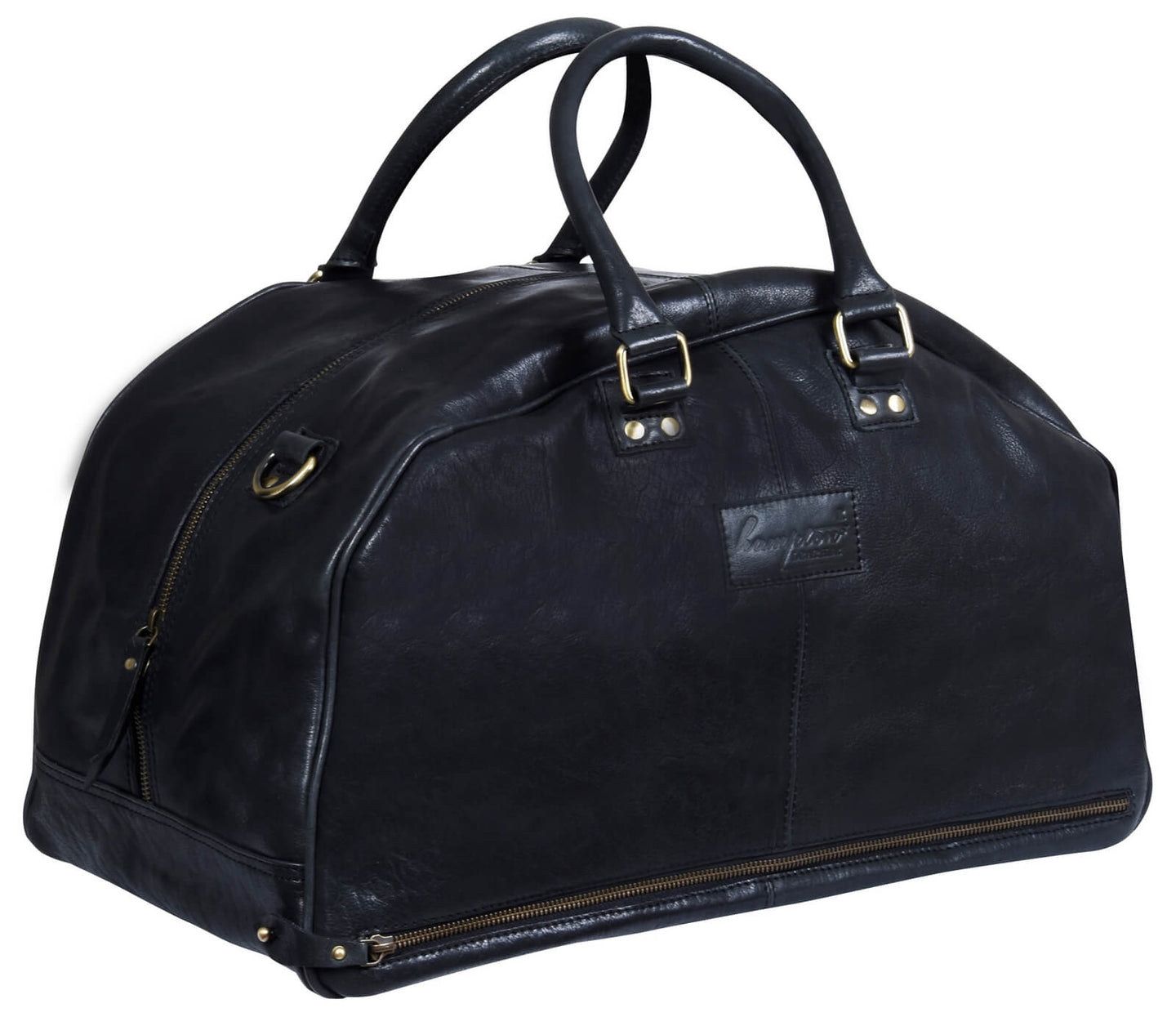 Bolso de viaje para hombre de cuero auténtico hecho a mano - Negro