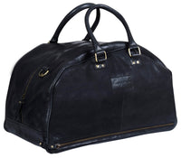 Bolso de viaje para hombre de cuero auténtico hecho a mano - Negro