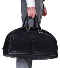 Bolso de viaje para hombre de cuero auténtico hecho a mano - Negro