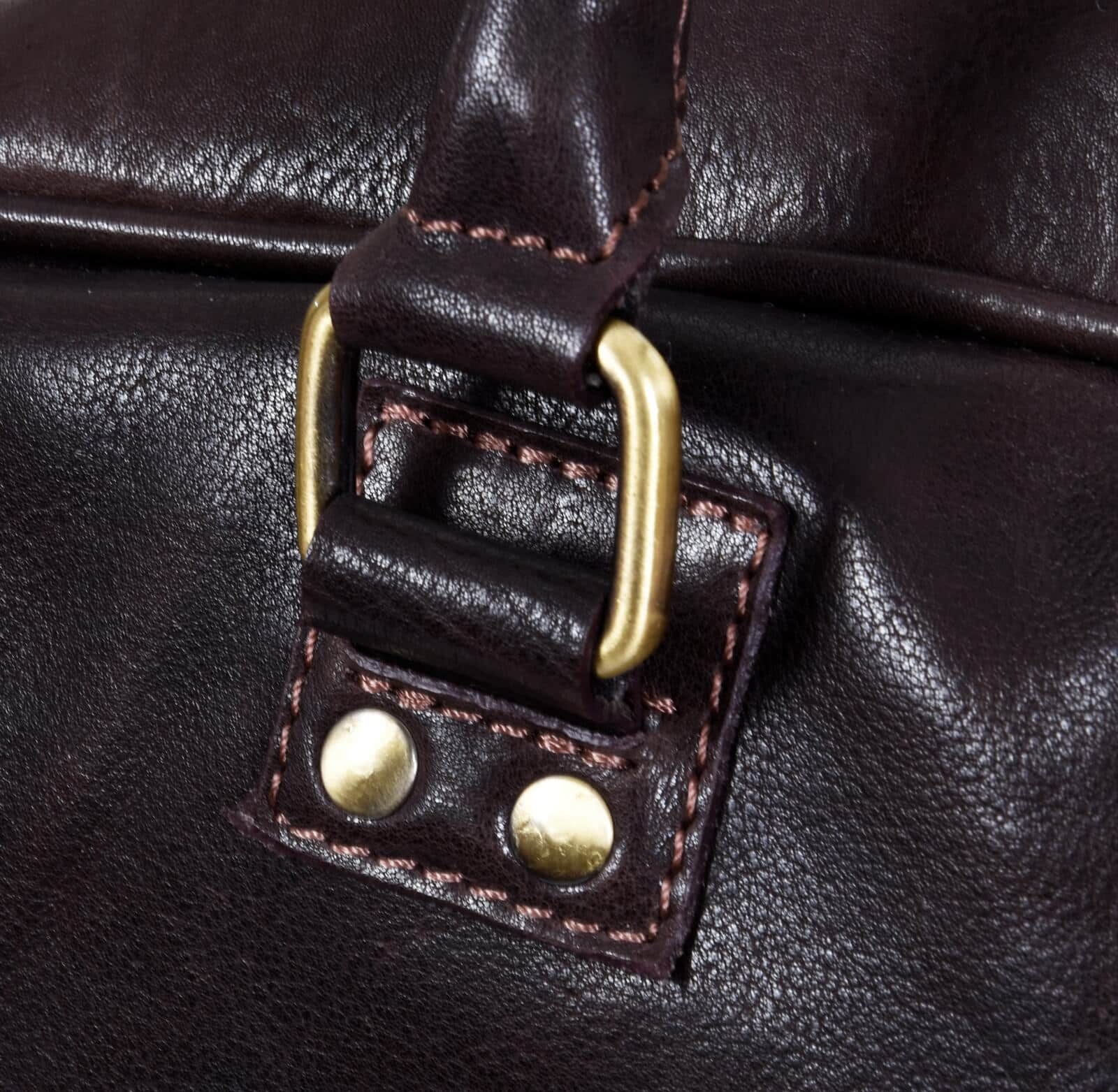 Bolso de viaje para hombre hecho a mano en piel auténtica - Marrón