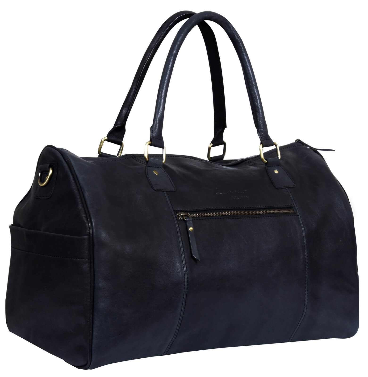 Bolso de mano vintage de piel auténtica - Negro