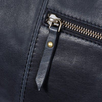 Bolso de mano vintage de piel auténtica - Negro