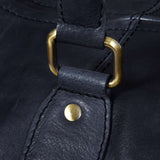 Bolso de mano vintage de piel auténtica - Negro