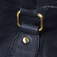 Bolso de mano vintage de piel auténtica - Negro