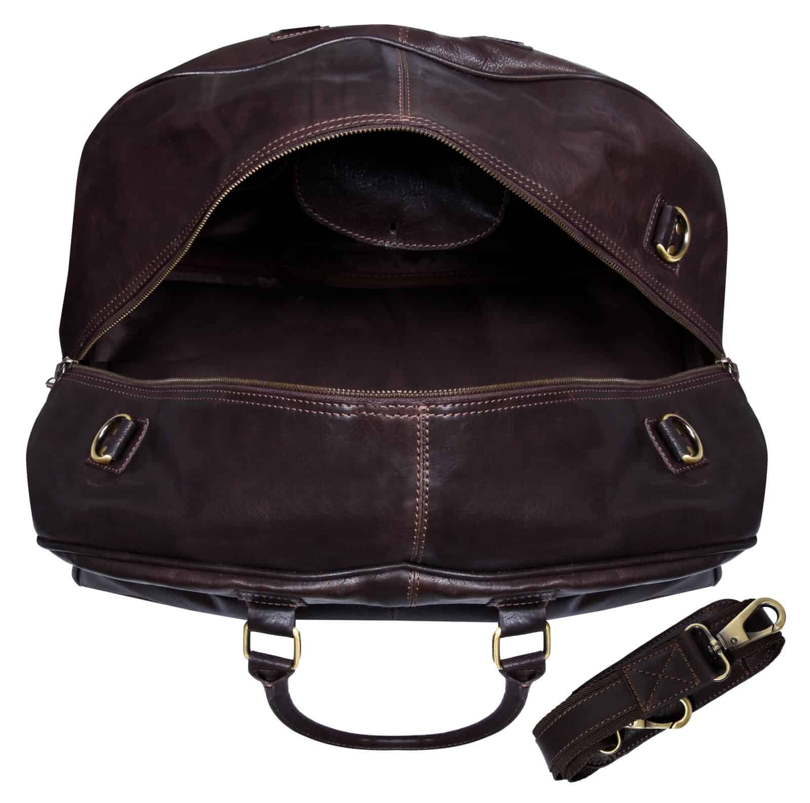 Bolso de mano vintage de piel auténtica - Marrón