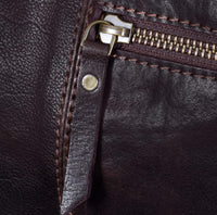 Bolso de mano vintage de piel auténtica - Marrón