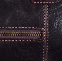 Bolso de mano vintage de piel auténtica - Marrón