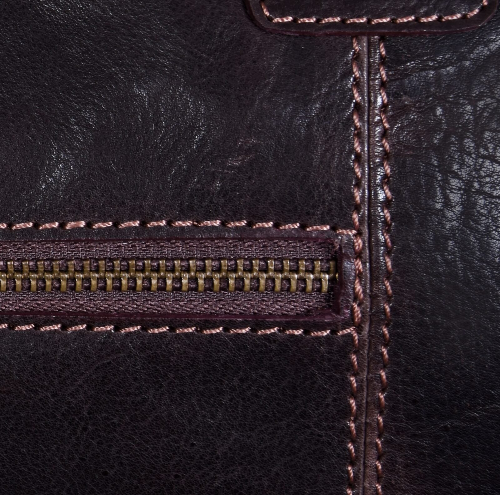 Bolso de mano vintage de piel auténtica - Marrón